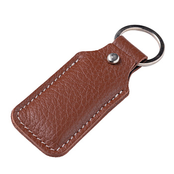 Брелок (чехол) кожаный ISBC, кольцо 28 мм, коричневый фактурный, светлая нить, арт. 121-21060 Брелок (чехол) кожаный ISBC, кольцо 28 мм, коричневый фактурный, светлая нить, арт. 121-21060