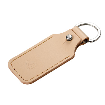 Брелок (чехол) кожаный ISBC, кольцо 28 мм, бежевый гладкий, светлая нить, арт. 121-21066 Брелок (чехол) кожаный ISBC, кольцо 28 мм, бежевый гладкий, светлая нить, арт. 121-21066