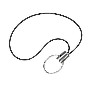 TF033E, Черный  шнурок со спиральным кольцом 10мм TF033E, Черный  шнурок со спиральным кольцом 10мм