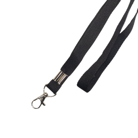 Лента для бейджа c карабином черная 11 мм – купить
