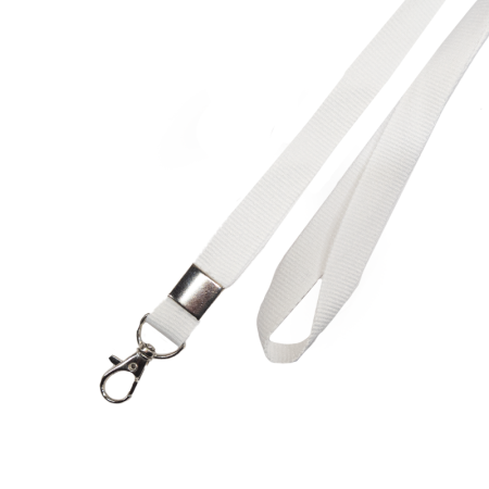 Лента для бейджа c карабином люкс белая 11 мм